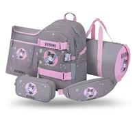 Baagl Schulrucksack Set Mädchen 5 Teilig Schultasche 25 l - Kuromi Grey