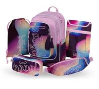 Baagl Schulrucksack Set Mädchen 5 Teilig - Schultasche ab 3. Klasse - Grundschule Ranzen mit Brustgurt - Ergonomischer Schulranzen, 29 l (Lyra)