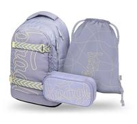 Baagl Schulrucksack Set Mädchen Teenager 3 Teilig, Skateboard Rucksack Skate MAX, Schultasche ab 3. Klasse, Grundschule Ranzen mit Brustgurt, Ergonomischer Schulranzen, 30 l (Mishmash)