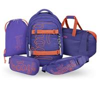 Baagl Schulrucksack Set Mädchen Teenager 5 Teilig Skate MAX 30 l Orange | Der ergonomische Schulranzen mit verstellbarem Rückensystem bietet viel Platz in Sporttasche, Gymbag und Bauchtasche.