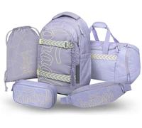 Baagl Schulrucksack Set Mädchen Teenager 5 Teilig, (Skateboard Rucksack Skate MAX, Mäppchen, Turnbeutel, Sporttasche, Bauchtasche), Ergonomischer Schulranzen, 30 l (Mishmash)