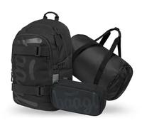 BAAGL SET 3 - Schulset Skate Uni schwarz: Rucksack / Federmäppchen / S