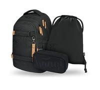 Schulset Baagl Skate Max Darkness: Rucksack, Federmäppchen und Beutel