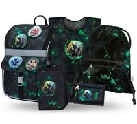 BAAGL SET 5 Zippy Dragons: Schulranzen, Mäppchen, Turnbeutel, Schürze, Geldbörse