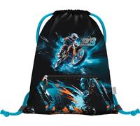 Baagl Turnbeutel für Jungen, Wasserdichte Schuhbeutel für Kinder, Schule und Kindergarten Sportbeutel für Junge, Sportrucksack, Gymsack (Motorrad)