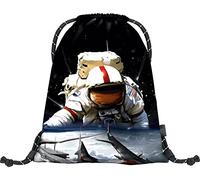 Baagl Turnbeutel für Mädchen, Jungen, Sportbeutel für Kinder, Teenager, Schule und Sport Schuhbeutel, Earth Sportsack (Cosmonaut)