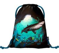 Baagl Turnbeutel für Mädchen, Jungen, Sportbeutel für Kinder, Teenager, Schule und Sport Schuhbeutel, Earth Sportsack (Shark)