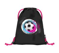 Baagl Turnbeutel für Mädchen und Damen - wasserdichte Schuhbeutel, Schule und Kindergarten Sportbeutel, Sportrucksack (Fußball Pink)