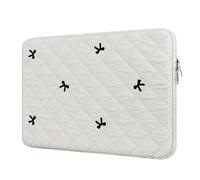 BAAGOAZ 13-14 Zoll Laptop Tasche MacBook Hülle, Gestickten Schleifen, Weiß | Schutzhülle Laptoptasche für 13/14 Zoll MacBook Neo/Air/Pro Chromebook PC Notebook, Leichtgewichtige, Gepolsterte Laptophülle