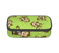 BAAROO Grüner cleverer Affe bedruckter strapazierfähiger Federmäppchen Schreibwaren-Etui mit Reißverschluss-Fach, großes Fassungsvermögen, tragbares Federmäppchen, farbe, 5.0cm*10.5cm*20.5cm,