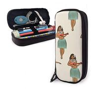 BAAROO Leder Federmäppchen Hawaii Hula Girl Schreibwaren Organizer Durable Schreibtisch Organizer Lustiges Federmäppchen für Mittelhoch SCH, farbe, 5.0cm*10.5cm*20.5cm, federmäppchen