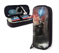 BAAROO Leder Federmäppchen Lightnong Storm Dragon Wrath Ship Wikinger Große Kapazität Federtasche Lustige Schreibwaren Fall Große Kapazität Schreibtisch Oder, farbe, 5.0cm*10.5cm*20.5cm, federmäppchen