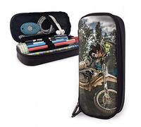 BAAROO Leder Federmäppchen Motocross Sport Motorrad Fahrzeug Stift Tasche Große Kapazität Box Organizer mit Reißverschluss Federmäppchen für Frauen Adul, farbe, 5.0cm*10.5cm*20.5cm, federmäppchen