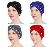 BABAHU Women Chemo Hat Turban Beanie, Pre-Tied Headwraps Headwear Bandana for Hair Loss (DE/NL/SE/PL, Alphanumerisch, Einheitsgröße, 01-4pcs-2)