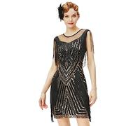 Babeyond 1920er Jahre Gatsby Kleid Lange Fransen Flapper-Kleid Roaring 20er Jahre Pailletten Perlen Kleid Vintage Art Deco Kleid - - Klein
