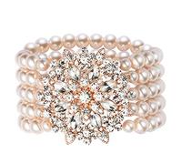 BABEYOND 1920s Armband Perlen Damen Gatsby Kostüm Zubehör Blinkende Kristall Armreif 20er Jahre Accessoires für Damen (Stil 4-Rose Gold)