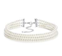 BABEYOND 1920s Damen Halskette Multi Schichte Choker Kette Hochzeit Braut Schmuck Accessoires Imitation Perlen Kette Elegant Retro Stil Fasching Kostüm Zubehör (Stil 2)