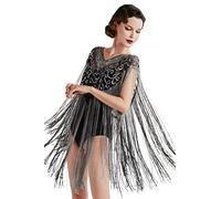 BABEYOND 1920s Retro Schal Damen Stola Umschlagtücher für Abendkleid Hochzeit Party Braut Schal Gatsby Kostüm Accessoires (Schwarzsilber)
