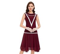 BABEYOND Damen 1920er Jahre inspiriertes Flapper Kleid mit niedriger Taille und ärmelloser Partyversion aus Chiffon für Frauen in Weinrot, X-Groß