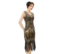 BABEYOND Damen Flapper Kleider voller Pailletten Retro 1920er Party Damen Kostüm Kleid Gold, M