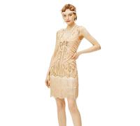 Babeyond Damen Flapperkleid, 1920er-Jahre, V-Ausschnitt, Perlen, Fransen, tolles Gatsby-Kleid., M