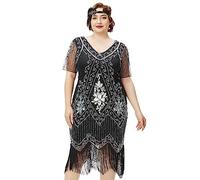 Babeyond Damen Kleid im Art-Deco-Stil, mit Pailletten, Übergröße, 1920er-Jahre-Stil - - 4X-Groß