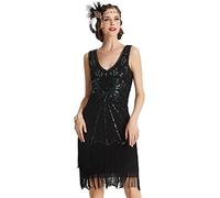 BABEYOND Damen Retro 1920er Stil Flapper Kleider mit Zwei Schichten Troddel V Ausschnitt Great Gatsby Motto Party Kostüm Kleider