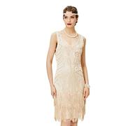 BABEYOND Damen Retro 1920er Stil Flapper Kleider mit Zwei Schichten Troddel V Ausschnitt Great Gatsby Motto Party Kostüm Kleider