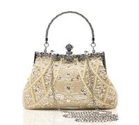 BABEYOND Handtasche Damen 1920s Strass Handtasche Beige Abend Party Clutch Elegante Abschlussball Handtaschen Hochzeit Braut Zubehör (4-Beige)