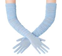 BABEYOND Lange Handschuhe für Damen - Weiches Stretch-Mesh-Tüll, Elegante Opernhandschuhe für Hochzeiten, Bälle, Abendgarderobe, Weihnachtsfeiern, Karneval und Vintage-Kleidung Hellblau
