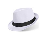 BABEYOND Strohhut Fedora für Herren Panama Trilby Hut Kurze Krempe Sommer Sonnenhut, A-weiß, Einheitsgröße