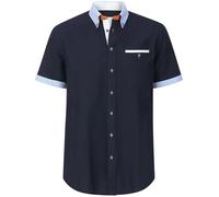 BABISTA Herren Kurzarmhemd Florevetto Trendiger Freizeit-Hemd für Sommer Reine Baumwolle Kurzarm, Hemd mit Knopfleiste modisch, Button-Down-Kragen und Kontrastdetails dunkelblau, 41/42
