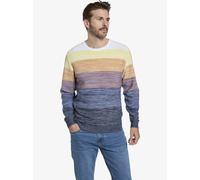 Rundhalspullover BABISTA "Pullover CARIENO" Gr. L, bunt (orange blau gestreift), Herren, Obermaterial: 70% Baumwolle CO. 30% Polyacryl PAN., gestreift, Pullover, im Colorblocking-Stil (59553724-L) ora