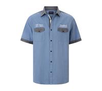 Kurzarmhemd BABISTA "Kurzarmhemd PIOLASTI", Herren, Gr. XL, weit, blau (hellblau), Obermaterial: 100% Baumwolle CO., regular fit, Hemden, mit feiner Bestickung (56026547-XL) hellblau