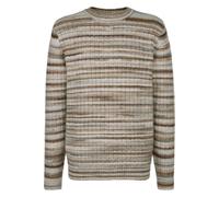 Rundhalspullover BABISTA "Pullover MODAORO", Herren, Gr. 52, grau (beige gestreift), Obermaterial: 53% Polyacryl PAN. 33% Polyamid PA. 14% Wolle mw., Pullover Rundhalspullover (21968912-52) beige gest