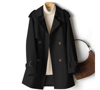 babominimer Damen-Trenchcoat, Herbst-Taillenjacke, mittellanger Windbreaker, langer, einreihiger, schmaler Schnitt, Damenmode, langärmelig, Trenchcoat (M schwarz)