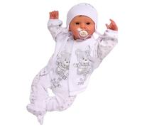 Baby Anzug 3-teilig Set Strampler Jäckchen Mütze Hemdchen Unisex Größen 44 50 56 62 68 74 Neugeborene Jungen Mädchen Babykleidung Geschenk Geburt Babymode Erstlingsausstattung bequem (weiß, 50-56)