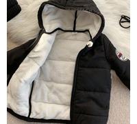 Baby/Baby Jungen/Mädchen gepolsterter Kapuzen-Steppmantel aus Fleece, dick, langer Wintermantel, bequem, lässig, alltäglich, minimalistisches Design,