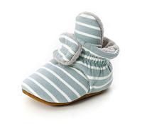 Baby Baumwolle Schuhe, Morbuy 0-18 Monate Streifendruck Babyschuhe Neugeborene Mädchen Kleinkind Weiche Alleinige Anti-Rutsch Krabbelschuhe Wanderer Schuhe (12cm/6-12 Monate,Blaue Streifen)
