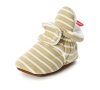 Baby Baumwolle Schuhe, Morbuy 0-18 Monate Streifendruck Babyschuhe Neugeborene Mädchen Kleinkind Weiche Alleinige Anti-Rutsch Krabbelschuhe Wanderer Schuhe (11cm/0-6 Monate,Gelbe Streifen)