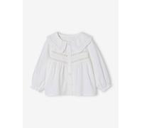 Baby Bluse aus Popeline mit Stickerei weiß Gr. 92/98 von vertbaudet