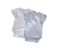 Baby-Body, 9/12 Monate, kurzärmlig, 2 Stück, Hellblau, Weiß