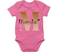Baby Body Junge Mädchen - Bekleidung kreativ - Name und Buchstabe I Geschenk Anfangsbuchstabe - 3/6 Monate - Pink - personalisierter baby-body zum individuellen gestalten buchstaben m babybody