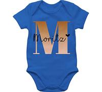 Baby Body Junge Mädchen - Bekleidung kreativ - Name und Buchstabe I Geschenk Anfangsbuchstabe - 6/12 Monate - Royalblau - personalisierter baby-body zum individuellen gestalten buchstaben m