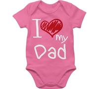 Baby Body Junge Mädchen - Geschenk zum Vatertag - I love my Dad weiß - 1/3 Monate - Pink - vatertagsbody papatagsgeschenk babybody papa baby-kleidung vatertagsgeschenk strampler kinder-body vater