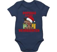 Baby Body Junge Mädchen - Geschenke - Erstes Weihnachten mit Name - 6/12 Monate - Navy Blau - my first christmas outfit weihnachtsoutfit weihnachts 1. strampler baumwolle weihnachts-baby-strampler