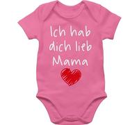 Baby Body Junge Mädchen - Ich hab dich lieb Mama Herz weiß - 3/6 Monate - Pink - kurzarmbody muttertag muddi mütter babybody babykleidung jungen mama's mamas i love kurzarm muttertagsgeschenk