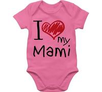 Baby Body Junge Mädchen - Mama - I love my Mami - 6/12 Monate - Pink - mit spruch kurzarmbody muttertag muddi beste strampler babykleidung jungen mama's mamas mum babybody muttertagsgeschenk mutter