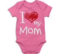 Baby Body Junge Mädchen - Mama - I love my Mom - 1/3 Monate - Pink - kurzarmbody muttertag muddi papa strampler babykleidung jungen mama's mamas babybody muttertagsgeschenk mutter babybodies