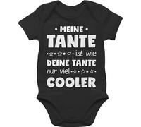 Baby Body Junge Mädchen - Meine Tante ist wie deine nur viel cooler weiß - 3/6 Monate - Schwarz - strampler von babykleidung tantes aunt coolste bodys ich hab die tante+baby-kleidung auntie